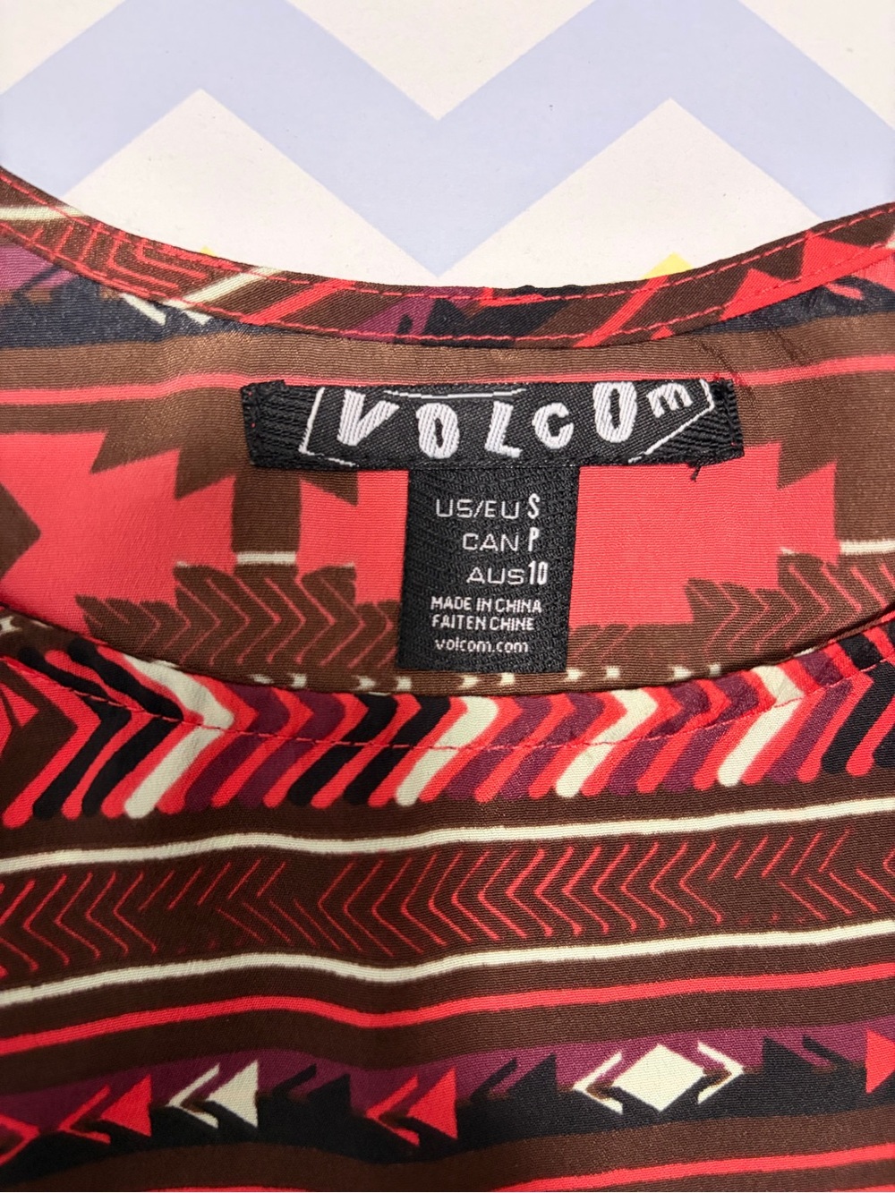 Volcom Red Aztec-Pattern Scoop Neck Tank - Picture 5 of 8